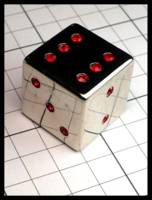 Dice : Dice - Metal Dice - Stell with ruby glass Pips - JA Collection Apr 2024